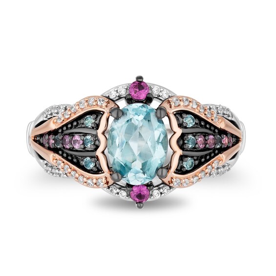 Collector's Edition Enchanted Disney The Little Mermaid Multi-Gemstone and Diamond Caspia Ring in Sterling Silver