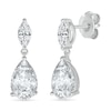 Thumbnail Image 1 of Pear-Shaped and Marquise White Lab-Created Sapphire Dangle Drop Earrings in Sterling Silver