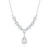 Thumbnail Image 1 of Pear-Shaped White Lab-Created Sapphire Dangle "Y" Necklace in Sterling Silver