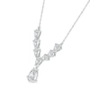 Thumbnail Image 2 of Pear-Shaped White Lab-Created Sapphire Dangle "Y" Necklace in Sterling Silver