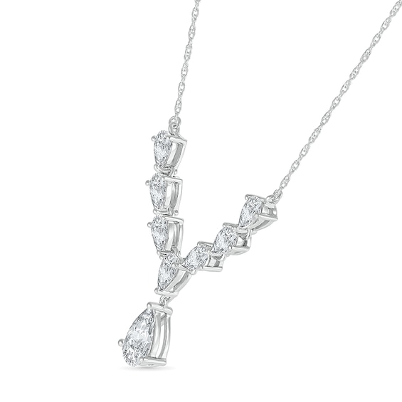 Pear-Shaped White Lab-Created Sapphire Dangle "Y" Necklace in Sterling Silver