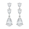 Thumbnail Image 2 of Pear-Shaped White Lab-Created Sapphire Three Stone Dangle Drop Earrings in Sterling Silver