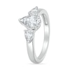 Thumbnail Image 2 of Pear-Shaped White Lab-Created Sapphire Three Stone Ring in Sterling Silver