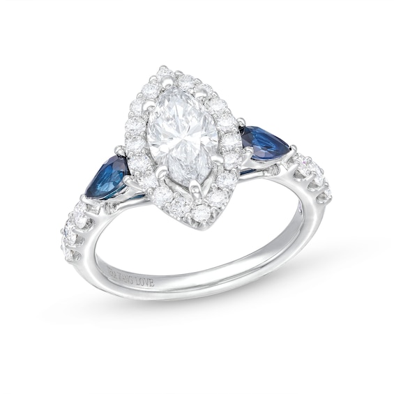 True Lab-Grown Diamonds by Vera Wang Love 1-1/2 CT. T.w. Marquise Frame Engagement Ring in 14K White Gold (F/Vs2)