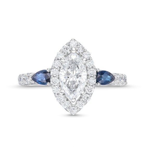True Lab-Grown Diamonds by Vera Wang Love 1-1/2 CT. T.w. Marquise Frame Engagement Ring in 14K White Gold (F/Vs2)