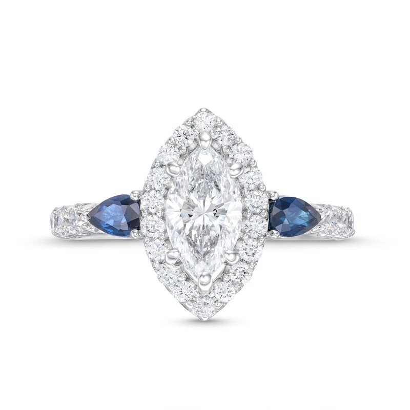 Main Image 4 of TRUE Lab-Grown Diamonds by Vera Wang Love 1-1/2 CT. T.W. Marquise Frame Engagement Ring in 14K White Gold (F/VS2)