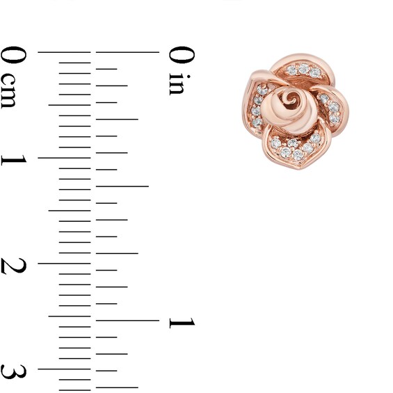 Enchanted Disney Belle 1/6 CT. T.w. Diamond Rose Stud Earrings in 10K Rose Gold