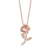 Thumbnail Image 1 of Enchanted Disney Belle 1/6 CT. T.W. Diamond Lined Rose Pendant in 10K Rose Gold
