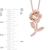Thumbnail Image 3 of Enchanted Disney Belle 1/6 CT. T.W. Diamond Lined Rose Pendant in 10K Rose Gold