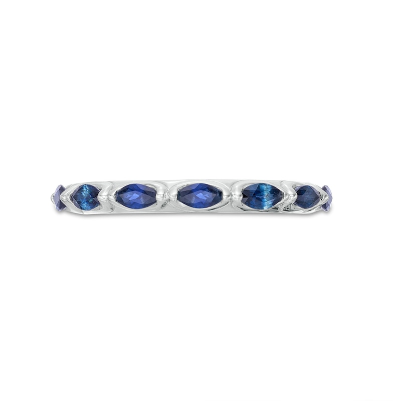Main Image 4 of Vera Wang Love Collection Sideways Marquise Blue Sapphire Seven Stone Band in 14K White Gold