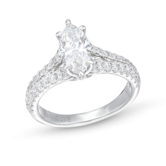 True Lab-Grown Diamonds by Vera Wang Love 1-3/8 CT. T.w. Marquise Split Shank Engagement Ring in 14K White Gold