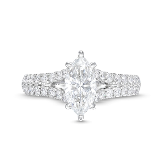 True Lab-Grown Diamonds by Vera Wang Love 1-3/8 CT. T.w. Marquise Split Shank Engagement Ring in 14K White Gold