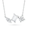 Thumbnail Image 1 of Round, Marquise and Emerald-Cut White Lab-Created Sapphire Cluster Necklace in Sterling Silver