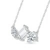 Thumbnail Image 2 of Round, Marquise and Emerald-Cut White Lab-Created Sapphire Cluster Necklace in Sterling Silver