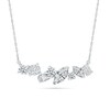 Thumbnail Image 1 of Multi-Shaped White Lab-Created Sapphire Cluster Line Necklace in Sterling Silver