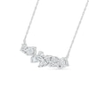 Thumbnail Image 2 of Multi-Shaped White Lab-Created Sapphire Cluster Line Necklace in Sterling Silver
