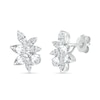 Thumbnail Image 1 of Marquise and Pear-Shaped White Lab-Created Sapphire Cluster Stud Earrings in Sterling Silver
