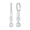 Thumbnail Image 1 of Multi-Shaped White Lab-Created Sapphire Dangle Drop Earrings in Sterling Silver