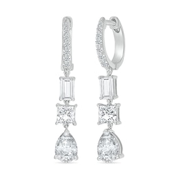 Multi-Shaped White Lab-Created Sapphire Dangle Drop Earrings in Sterling Silver