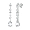 Thumbnail Image 1 of Multi-Shaped White Lab-Created Sapphire Art Deco Drop Earrings in Sterling Silver
