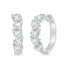 Thumbnail Image 1 of Pear-Shaped White Lab-Created Sapphire Hoop Earrings in Sterling Silver