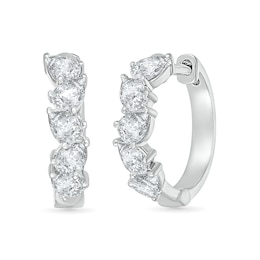 Pear-Shaped White Lab-Created Sapphire Hoop Earrings in Sterling Silver