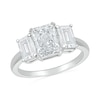 Thumbnail Image 1 of Emerald-Cut White Lab-Created Sapphire Three Stone Ring in Sterling Silver