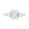 Thumbnail Image 3 of Emerald-Cut and Baguette White Lab-Created Sapphire Collar Three Stone Ring in Sterling Silver