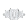 Thumbnail Image 3 of Emerald-Cut White Lab-Created Sapphire Lined Three Stone Ring in Sterling Silver
