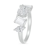 Thumbnail Image 2 of Multi-Shaped White Lab-Created Sapphire Art Deco Ring in Sterling Silver