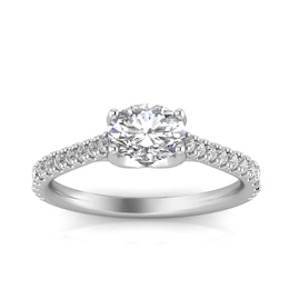 Sideways 1 CT. T.W. Oval Diamond Engagement Ring in 14K White Gold