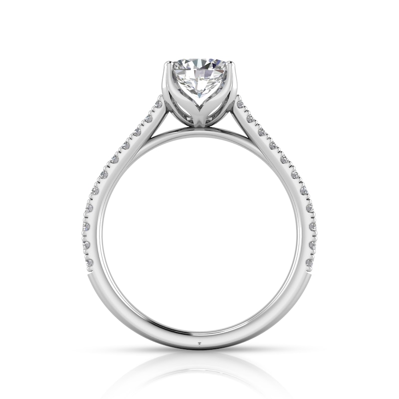 Main Image 4 of Sideways 1 CT. T.W. Oval Diamond Engagement Ring in 14K White Gold