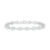 Thumbnail Image 2 of Pear-Shaped White Lab-Created Sapphire Alternating Station Bracelet in Sterling Silver - 7.25"
