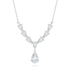 Thumbnail Image 1 of Pear-Shaped White Lab-Created Sapphire Dangle &quot;Y&quot; Necklace in Sterling Silver