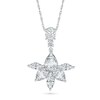 Thumbnail Image 1 of Multi-Shaped White Lab-Created Sapphire Flower Drop Pendant in Sterling Silver