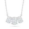 Thumbnail Image 1 of Oval White Lab-Created Sapphire Three Stone Necklace in Sterling Silver
