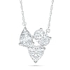 Thumbnail Image 1 of Oval, Pear and Heart-Shaped White Lab-Created Sapphire Cluster Necklace in Sterling Silver