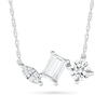 Thumbnail Image 1 of Round, Marquise and Emerald-Cut White Lab-Created Sapphire Cluster Necklace in Sterling Silver