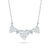 Thumbnail Image 1 of Heart-Shaped White Lab-Created Sapphire Alternating Station Necklace in Sterling Silver
