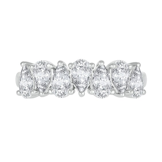 Alternating Pear-Shaped White Lab-Created Sapphire Ring in Sterling Silver
