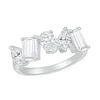Thumbnail Image 1 of Multi-Shaped White Lab-Created Sapphire Art Deco Ring in Sterling Silver