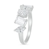 Thumbnail Image 2 of Multi-Shaped White Lab-Created Sapphire Art Deco Ring in Sterling Silver