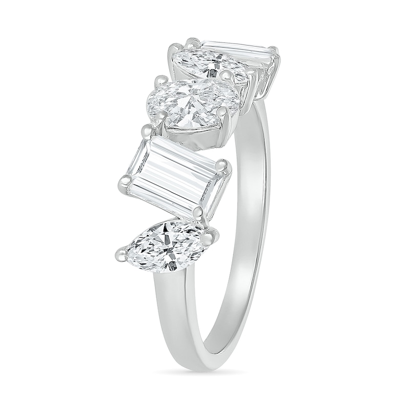Main Image 2 of Multi-Shaped White Lab-Created Sapphire Art Deco Ring in Sterling Silver