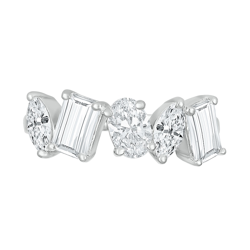 Main Image 3 of Multi-Shaped White Lab-Created Sapphire Art Deco Ring in Sterling Silver