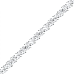 Slanted Marquise White Lab-Created Sapphire Bracelet in Sterling Silver - 7.25"