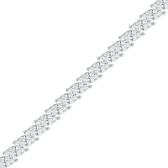Slanted Marquise White Lab-Created Sapphire Bracelet in Sterling Silver - 7.25"