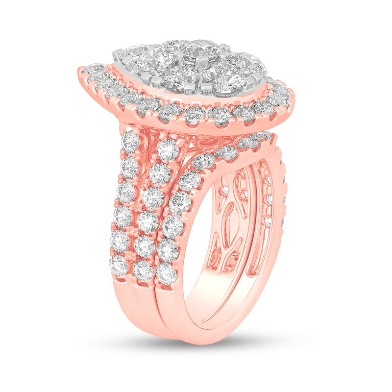 4-3/4 CT. T.W. Certified Pear Lab-Created Multi-Diamond Bridal Set in 14K Rose Gold (F/SI2)