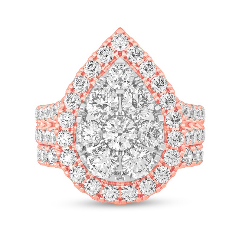 4-3/4 CT. T.W. Certified Pear Lab-Created Multi-Diamond Bridal Set in 14K Rose Gold (F/SI2)