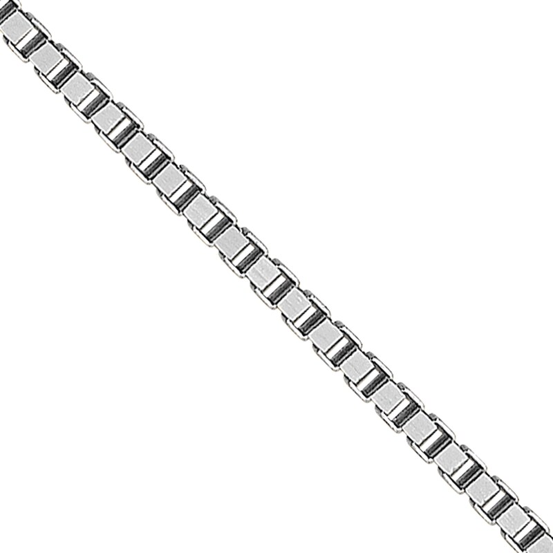 0.7mm Solid Box Chain Necklace in 18K White Gold - 16"