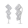 Thumbnail Image 1 of 1 CT. T.W. Marquise, Oval and Emerald Multi-Diamond Crawler Stud Earrings in 10K White Gold